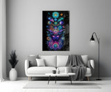 Cosmic Third Eye Deity Planets Glass Wall Art
