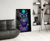 Cosmic Third Eye Deity Planets Glass Wall Art