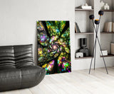Stained Glass Tree Canopy Spiral Glass Wall Art