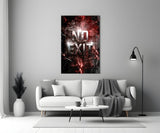 No Exit Red Cracked Lava Typography Glass Wall Art