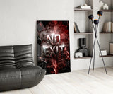 No Exit Red Cracked Lava Typography Glass Wall Art