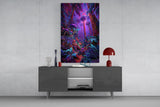 Neon Purple Jungle Glowing Rainforest Glass Wall Art