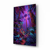 Glasbild Neon Purple Jungle Glowing Rainforest - 72x46 cm