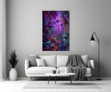 Neon Purple Jungle Glowing Rainforest Glass Wall Art
