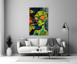 Green Alien Smoking Psychedelic Glass Wall Art
