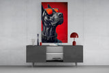 Crimson Red Dog in Mirrored Shades Glass Wall Art