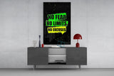 No Limits No Excuses Neon Green Glass Wall Art
