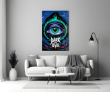 Dark and Evil Green Flame Eye Glass Wall Art
