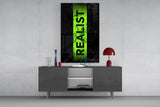 Realist Acid Green Stencil Band Glass Wall Art