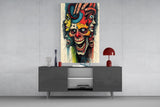 Many Faces Surreal Screaming Skull Glass Wall Art