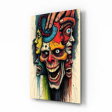 Glasbild Many Faces Surreal Screaming Skull - 72x46 cm