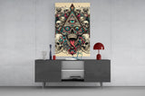 All Seeing Eye Triangle Skull Ink Glass Wall Art