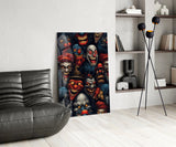 Grinning Clown Faces Dark Carnival Glass Wall Art