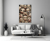 Sepia Theatre Masks Comedy Tragedy Glass Wall Art