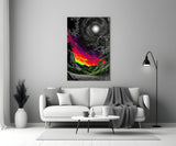 Neon Valley Moonlit Rainbow Sunset Glass Wall Art