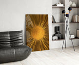 Golden Sunburst Radiant Metallic Glass Wall Art