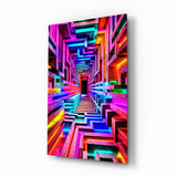 Glasbild Neon Rainbow Infinity Corridor - 72x46 cm