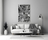 Monochrome Timber Infinity Corridor Glass Wall Art
