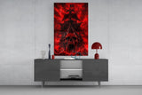 Ghost Pirate Ship Crimson Skull Bow Glass Wall Art