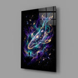 Cosmic Whale Nebula and Astronaut Glass Wall Art