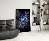 Cosmic Whale Nebula and Astronaut Glass Wall Art