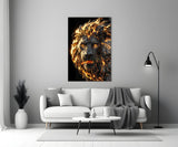 Molten Lava Mane Roaring Lion Glass Wall Art
