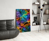 Rainbow Neon Ginkgo Leaves Glass Wall Art