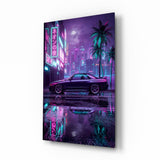 Cuadro de cristal Neon Street Purple Sports Coupe - 72x46 cm