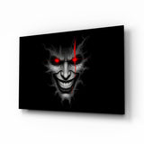 Quadro in vetro Cracked Gray Grinning Demon Face - 72x46 cm