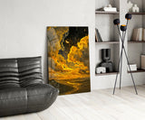Golden Cloud Crescent Moon Desert Glass Wall Art