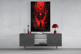 Crimson Many-Eyed Monster Alley Glass Wall Art