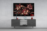 Crimson Gold Lily Trio Glass Wall Art