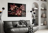 Crimson Gold Lily Trio Glass Wall Art