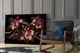 Crimson Gold Lily Trio Glass Wall Art