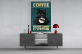 Grumpy Black Cat Coffee Glass Wall Art