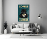Grumpy Black Cat Coffee Glass Wall Art