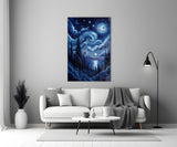 Swirling Starry Night Sky Glass Wall Art