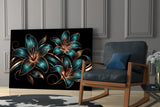Teal and Copper Lily Trio Glass Wall Art