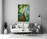 Swirling Sky Treetop Canopy Glass Wall Art