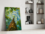 Swirling Sky Treetop Canopy Glass Wall Art
