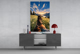 Horseback Ride Mountain Valley Glass Wall Art