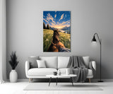 Horseback Ride Mountain Valley Glass Wall Art
