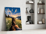 Horseback Ride Mountain Valley Glass Wall Art