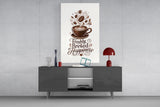 Latte Heart Coffee Cup Typography Glass Wall Art