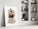 Latte Heart Coffee Cup Typography Glass Wall Art