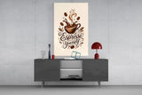 Splashing Espresso Cup Typography Glass Wall Art