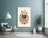 Splashing Espresso Cup Typography Glass Wall Art
