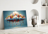 Blooming Cloud Wildflower Burst Glass Wall Art