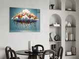 Blooming Cloud Wildflower Burst Glass Wall Art