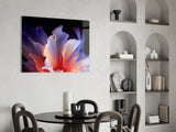 Abstract Petal Bloom Purple and Coral Glass Wall Art